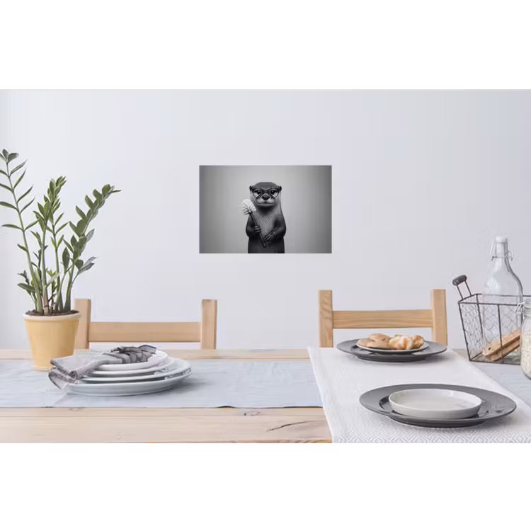 Otter - Wc-borstel - Bril - Zwart - Wit Muursticker klein -eettafel