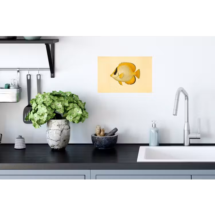 Ovaal - Vis - Geel - Schubben Muursticker klein -keuken