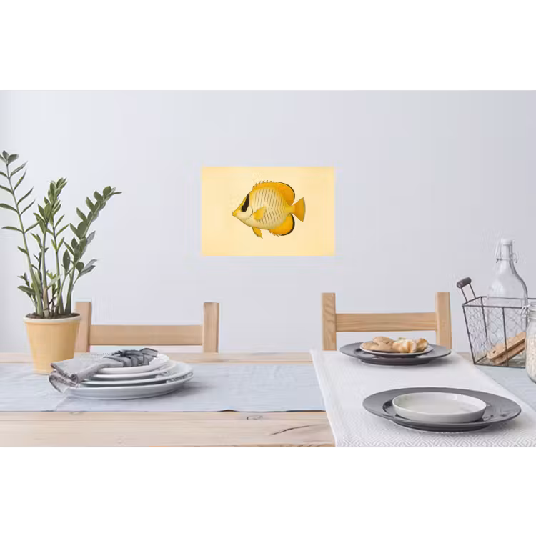 Ovaal - Vis - Geel - Schubben Muursticker klein -eettafel