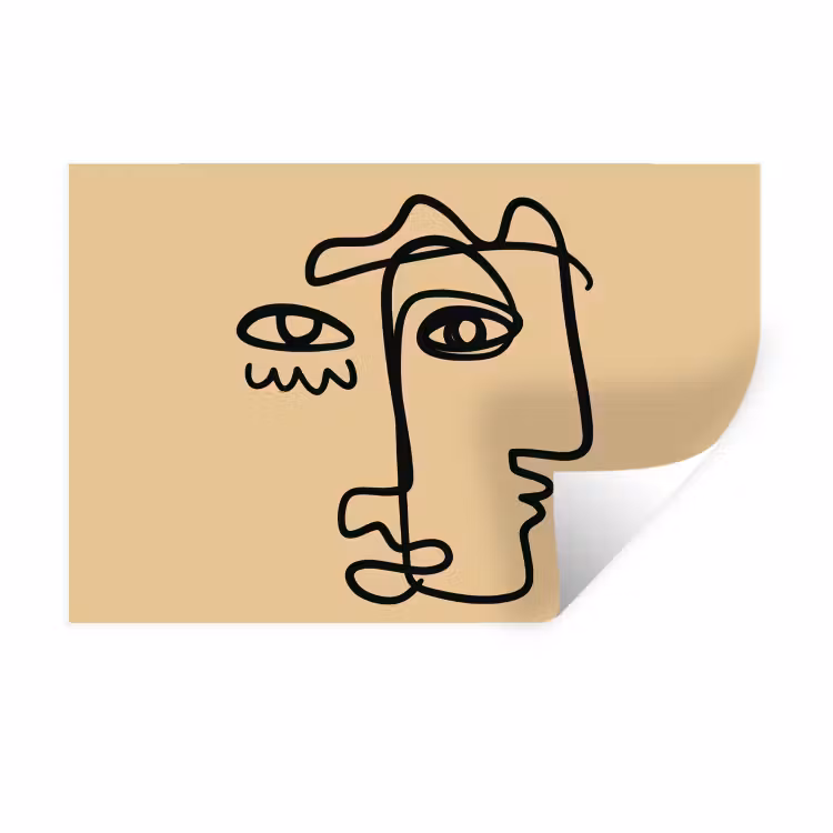 Overlappende profielen - Lichtbruin - Zwart Muursticker klein -3d