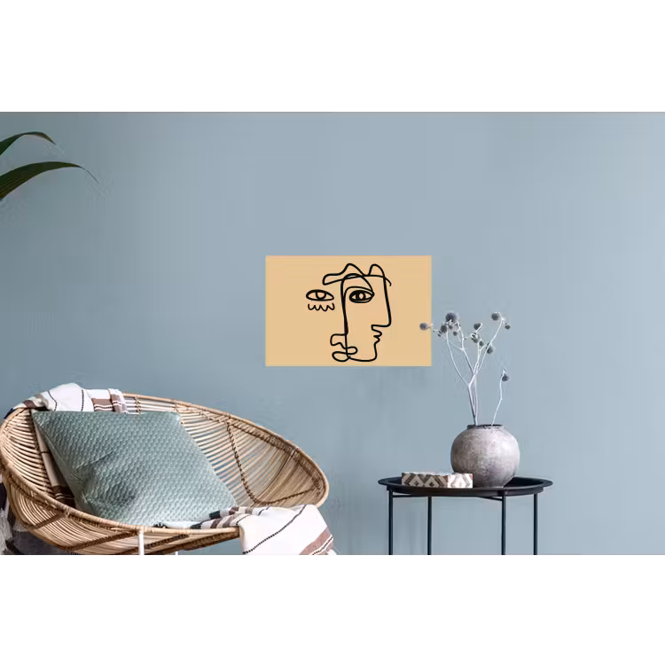Overlappende profielen - Lichtbruin - Zwart Muursticker klein -plant