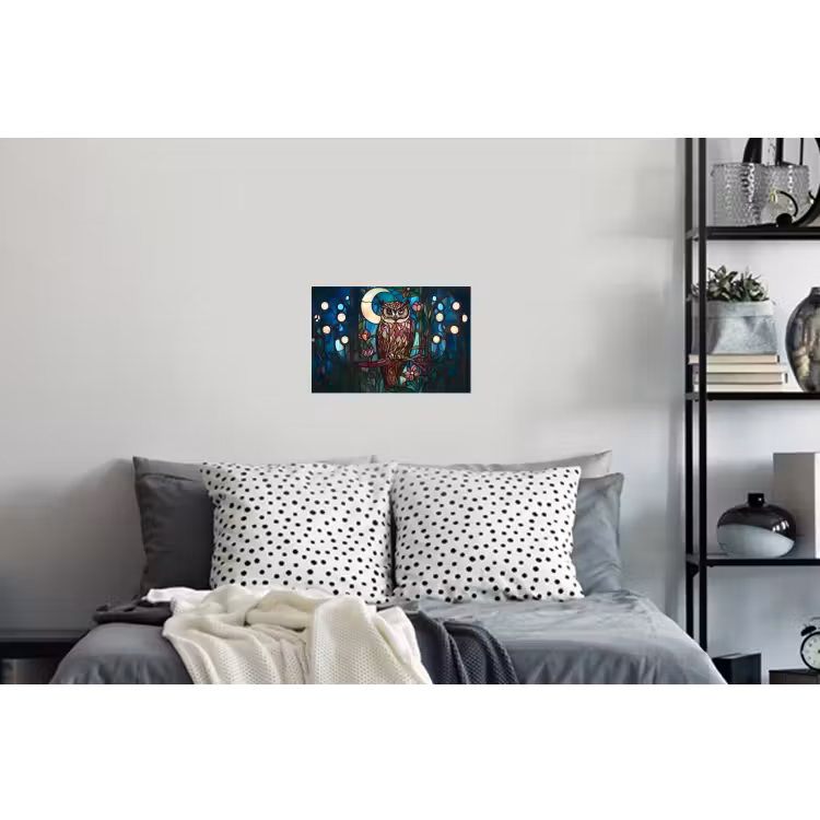 Uil - Mozaïek - Maan - Nacht Muursticker klein -slaapkamer