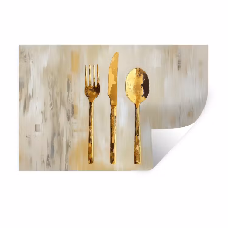 Verf - Goud - Bestek Muursticker klein -3d