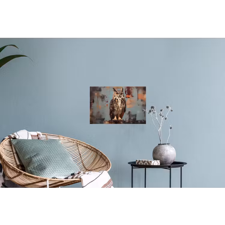 Geschilderd - Abstract - Uil - Bruin Muursticker klein -plant
