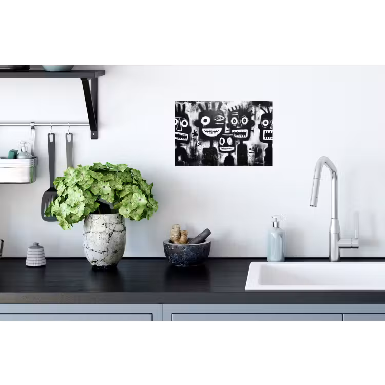 Schilderij - Figuren - Zwart - Abstract Muursticker klein -keuken