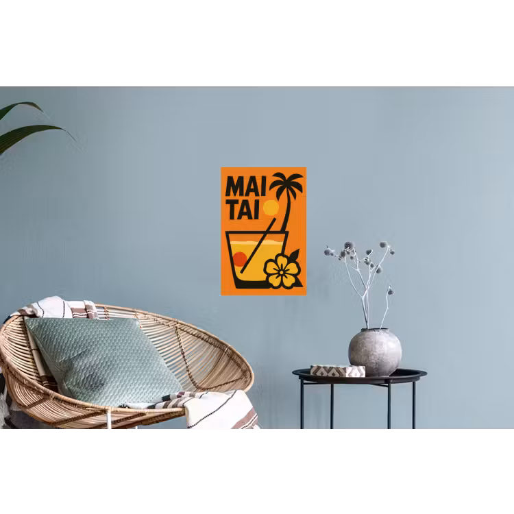Palmboom - Bloem - Art - Drink Muursticker klein -plant