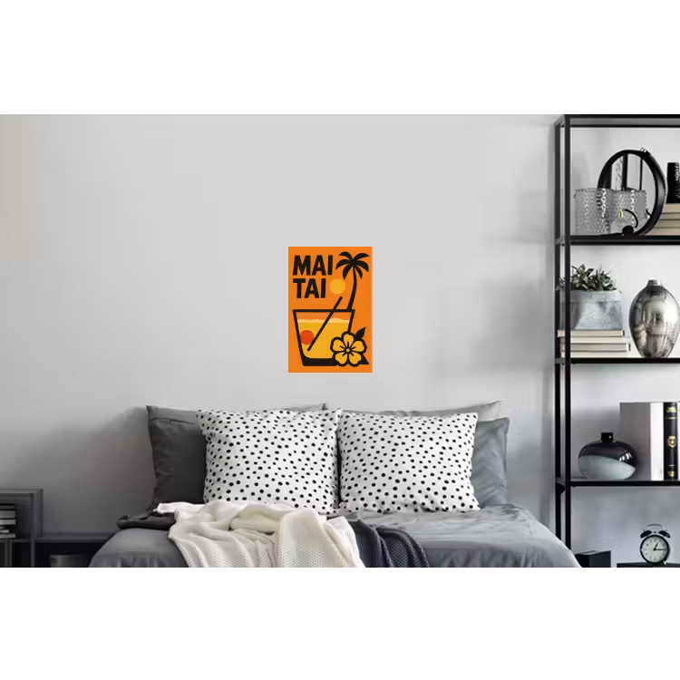 Palmboom - Bloem - Art - Drink Muursticker klein -slaapkamer