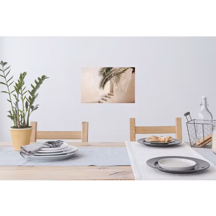Palmboom - Schaduw - Trap - Beige Muursticker klein -eettafel