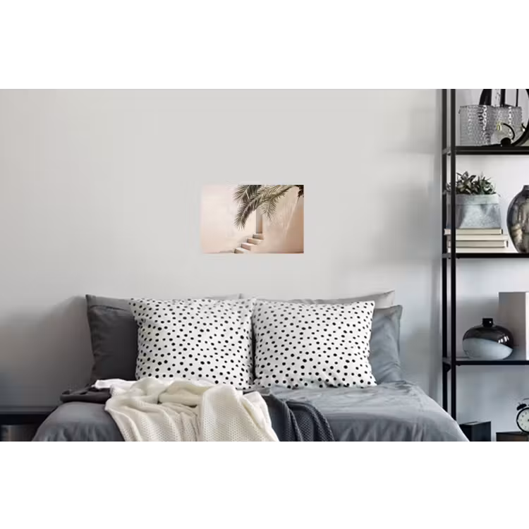 Palmboom - Schaduw - Trap - Beige Muursticker klein -slaapkamer
