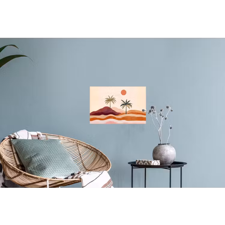 Palmbomen - Abstract - Zon - Heuvels Muursticker klein -plant