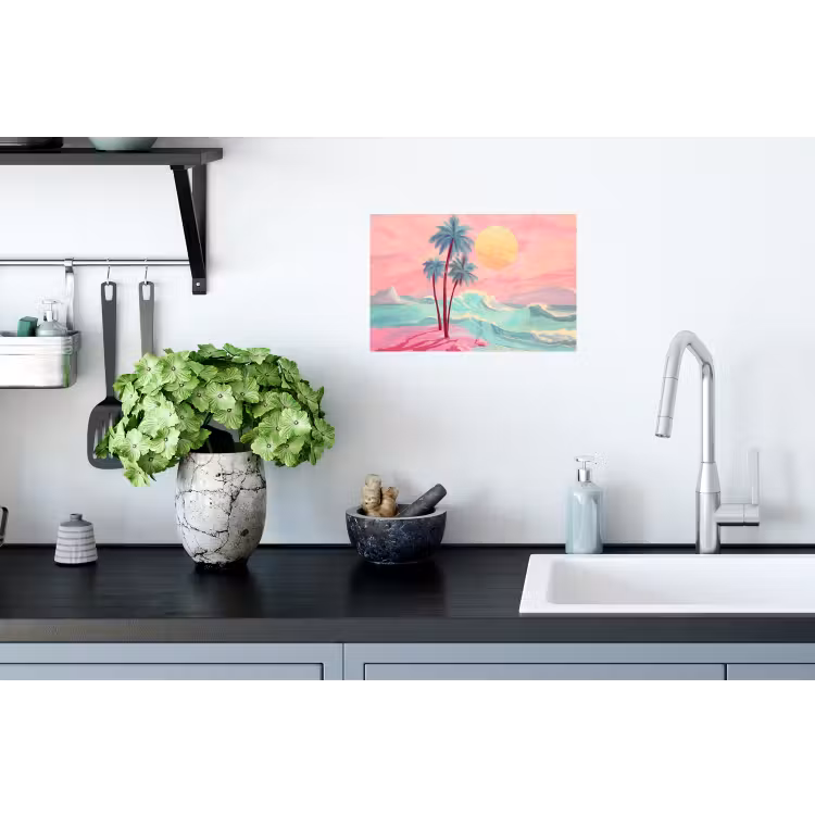 Palmbomen - Golven - Zee Muursticker klein -keuken