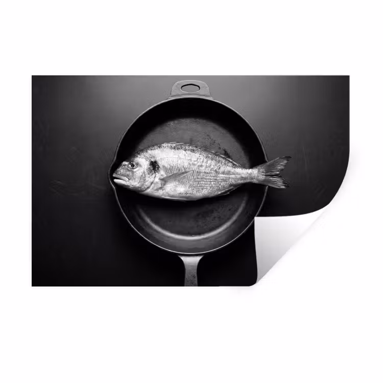Pan - Vis - Zwart - Wit Muursticker klein -3d