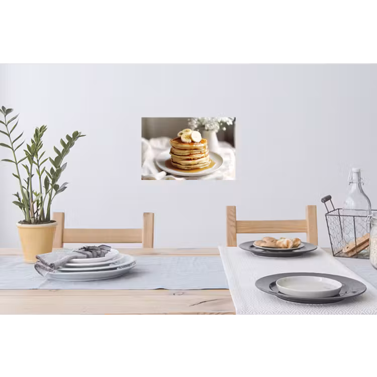 Pannenkoeken - Banaan - Siroop - Wit - Beige Muursticker klein -eettafel