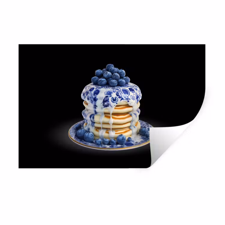 Pannenkoeken - Blauwe Bessen - Bord Muursticker klein -3d