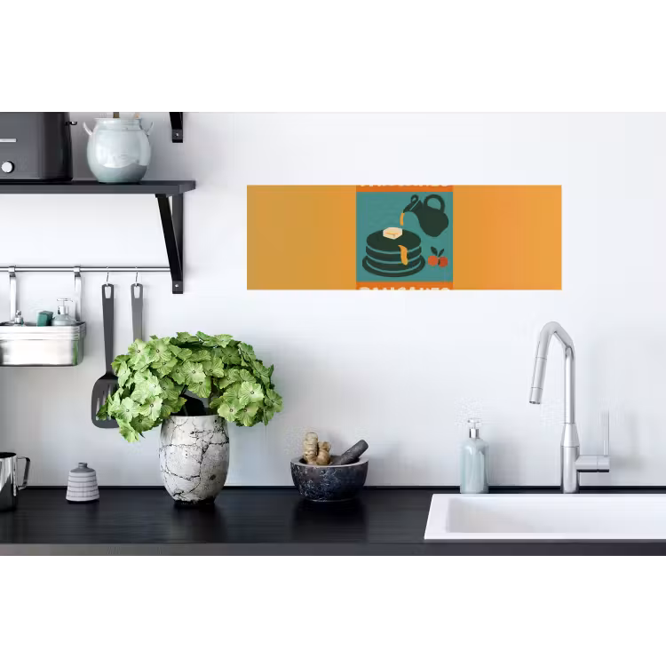 Pannenkoeken - Siroop - Illustratie - Oranje Muursticker klein -keuken