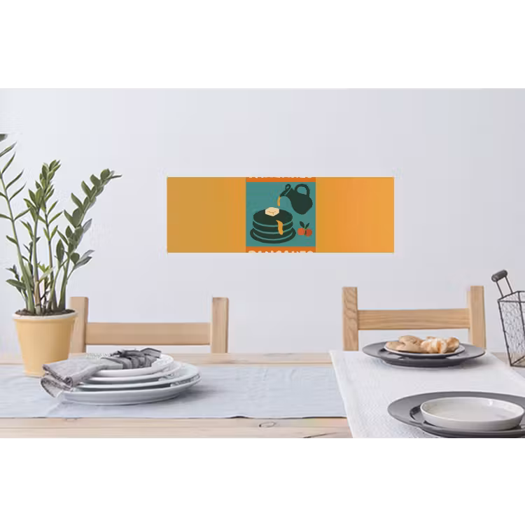 Pannenkoeken - Siroop - Illustratie - Oranje Muursticker klein -eettafel