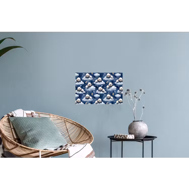 Panda's - Slapen - Blauw Muursticker klein 286 -plant