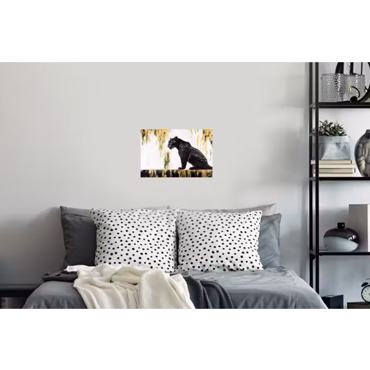 Panter - Zwart - Abstract - Goud Muursticker klein -slaapkamer