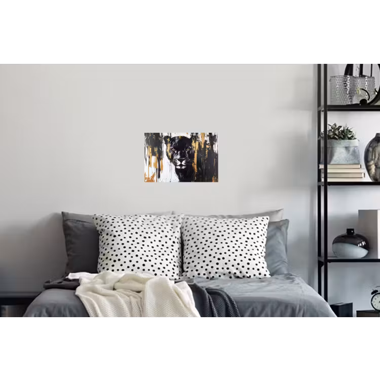 Panter - Zwart - Abstract - Verfstreken Muursticker klein -slaapkamer
