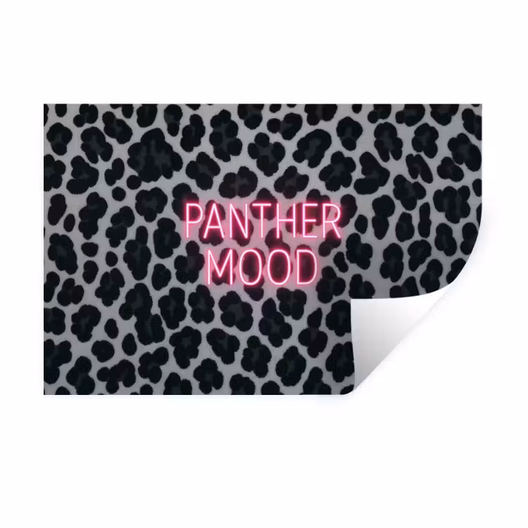 Panterprint - Zwart - Neonletters - Roze Muursticker klein -3d
