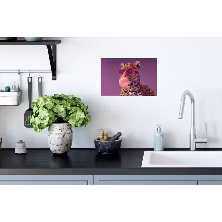 Panter - Zonnebril - Kauwgombel - Roze Muursticker klein -keuken