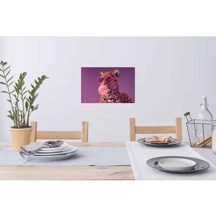 Panter - Zonnebril - Kauwgombel - Roze Muursticker klein -eettafel