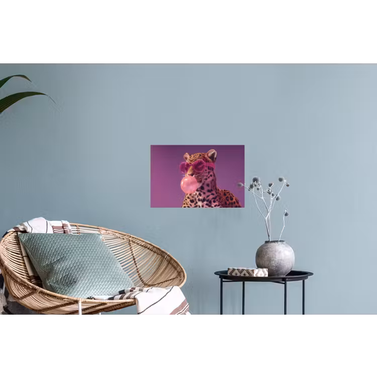 Panter - Zonnebril - Kauwgombel - Roze Muursticker klein -plant