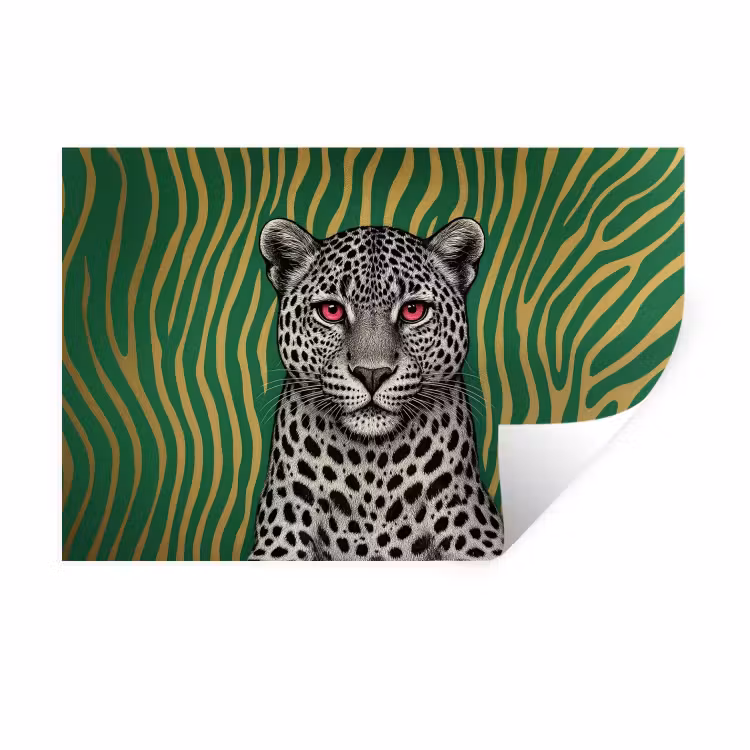 Panter - Zebrapatroon - Groen Muursticker klein -3d