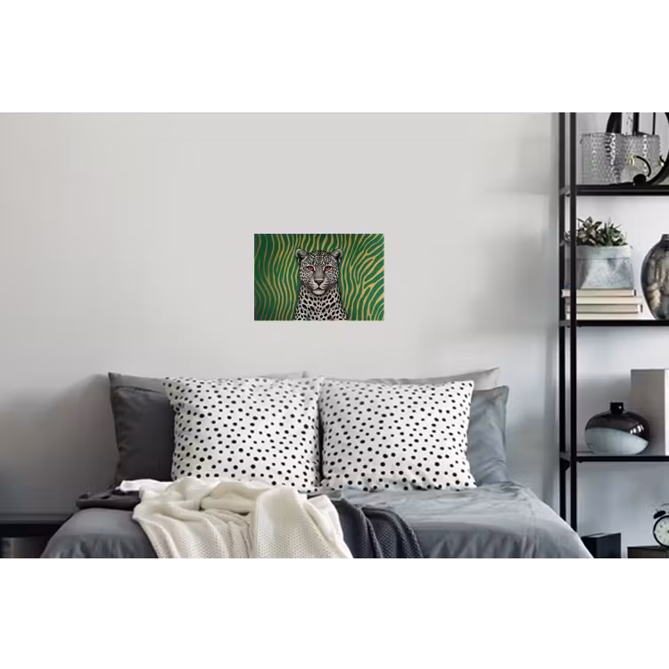 Panter - Zebrapatroon - Groen Muursticker klein -slaapkamer
