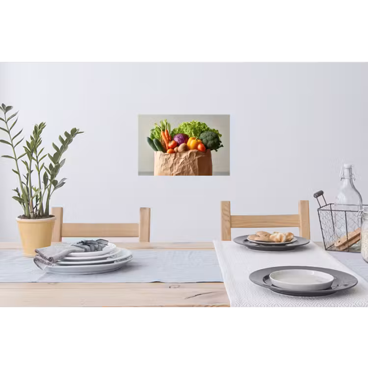 Papieren - Boodschappen - Groente - Kleurrijk Muursticker klein -eettafel