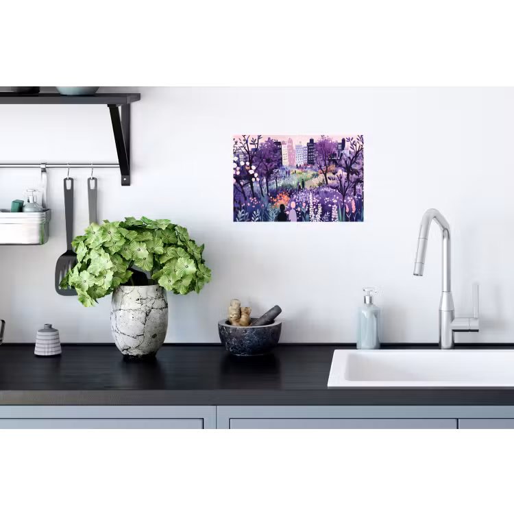 Park - Bomen - Bloemen - Gebouwen Muursticker klein -keuken