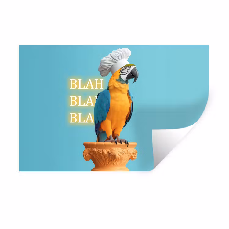 Papegaai - Koksmuts - Quote - Neon Muursticker klein -3d