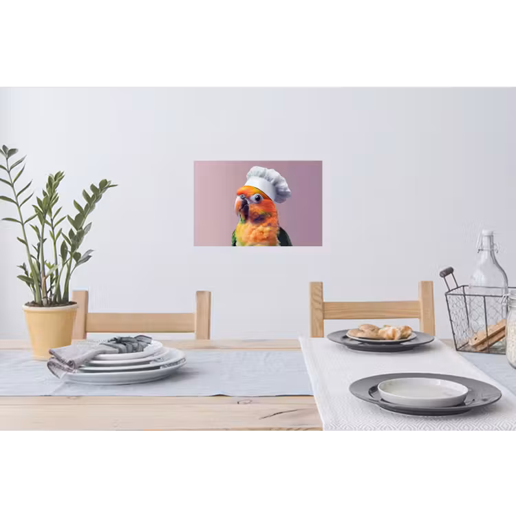 Papegaai - Koksmuts - Nieuwsgierig - Vogel Muursticker klein -eettafel