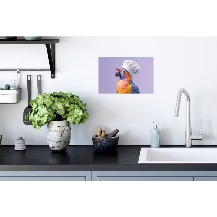 Papegaai - Koksmuts - Paars - Cute Muursticker klein -keuken