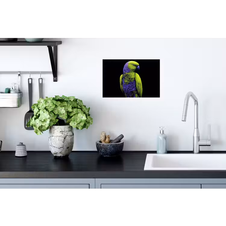 Papegaai - Veren - Opvallend - Groen Muursticker klein -keuken
