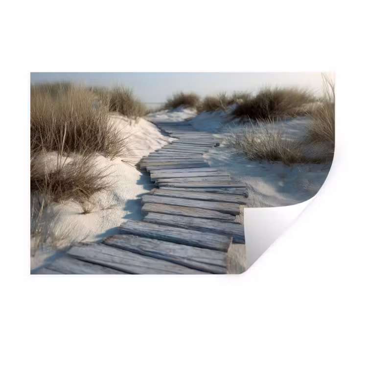 Pad - Planken - Duinen - Gras Muursticker klein -3d
