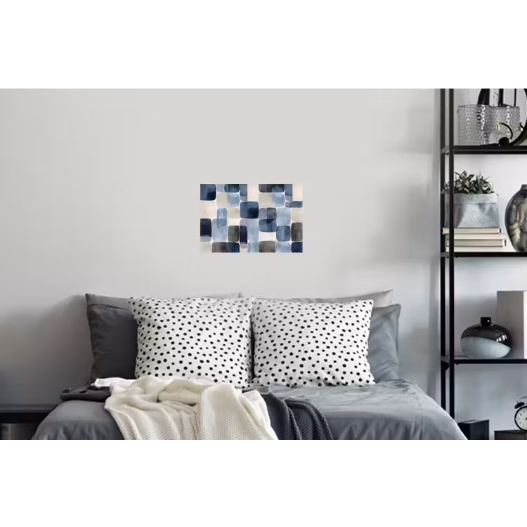Patroon - Blauw - Vierkanten Muursticker klein -slaapkamer