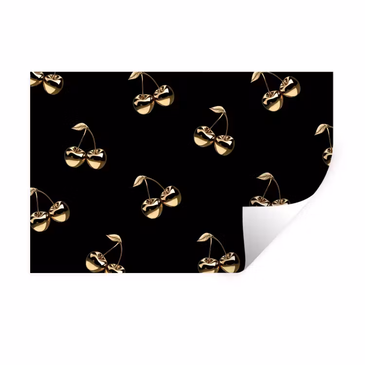 Patroon - Kersen - Goud - Chrome Muursticker klein -3d