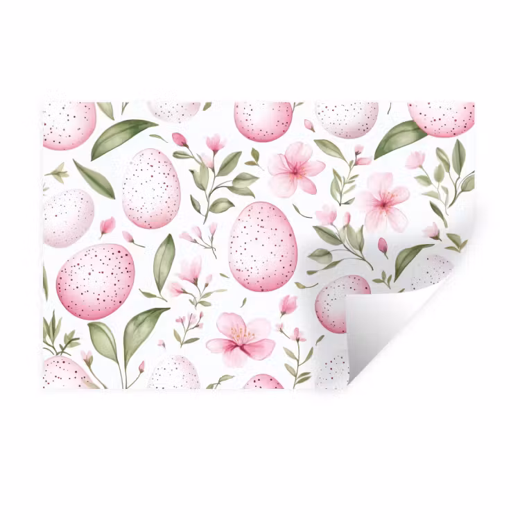 Patroon - Eieren - Roze - Pasen Muursticker klein -3d