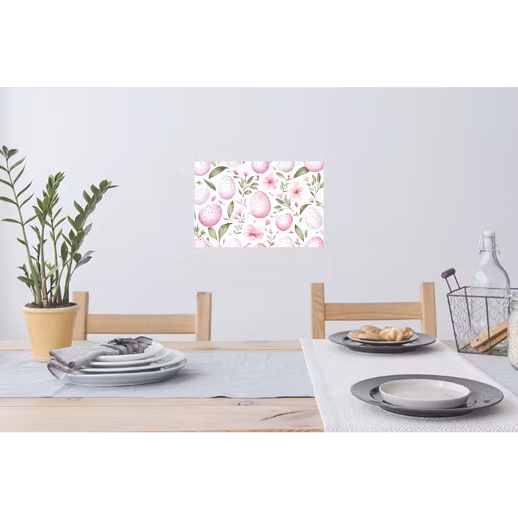 Patroon - Eieren - Roze - Pasen Muursticker klein -eettafel
