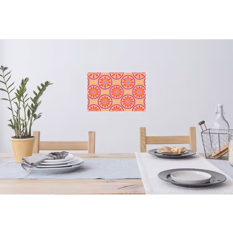 Patroon - Bloemen - Decoratief - Kleurrijk - Modern Muursticker klein -eettafel