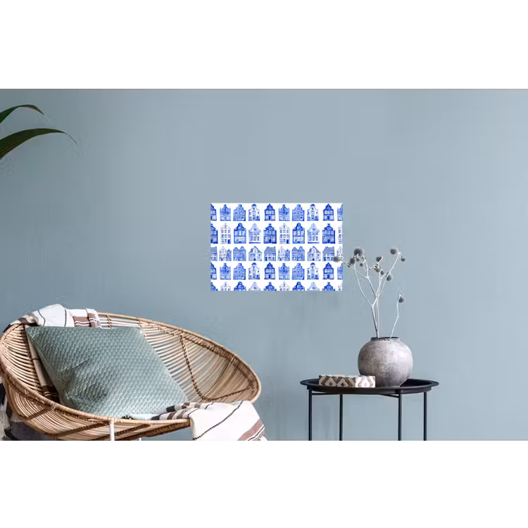 Patroon - Huizen - Blauw Muursticker klein 286 -plant