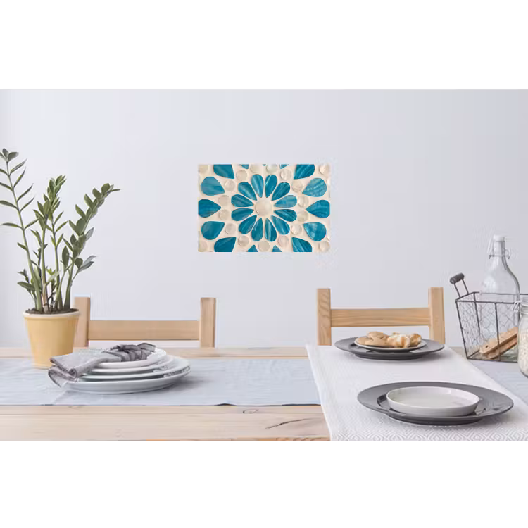 Patroon - Mozaïek - Schelpen - Abstract - Turquoise Muursticker klein -eettafel