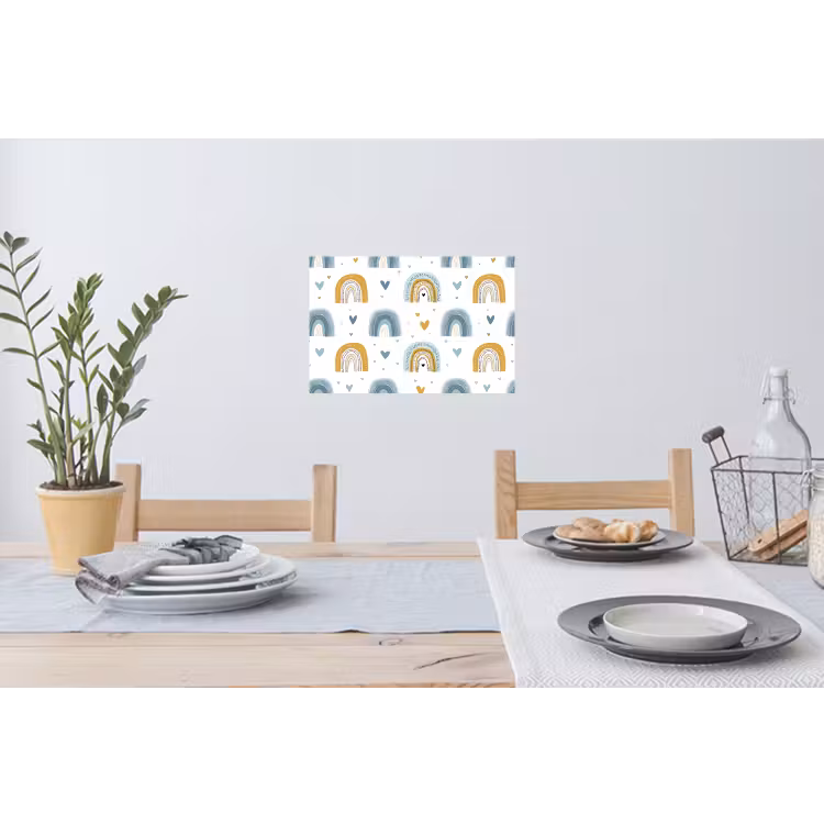 Patroon - Regenboog - Hartjes Muursticker klein -eettafel