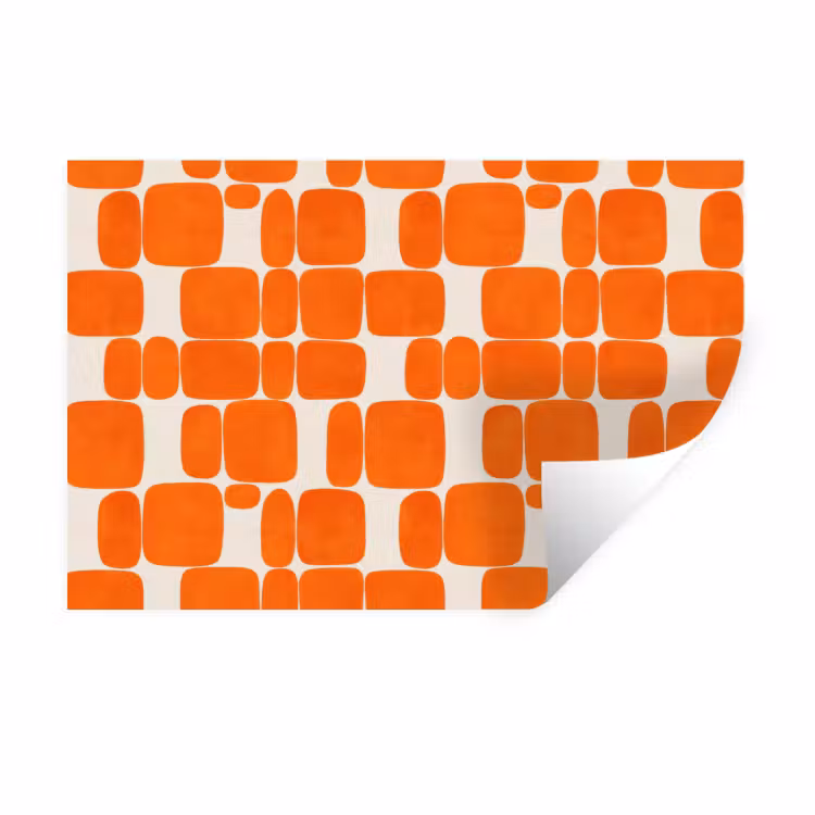 Patroon - Retro - Oranje Muursticker klein 286 -3d