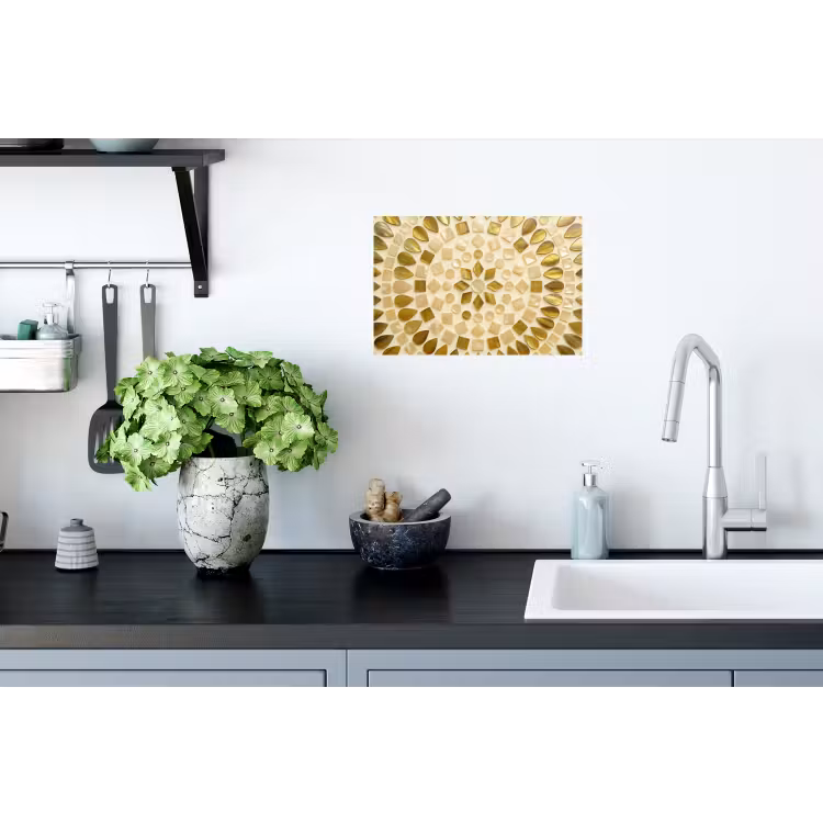 Patroon - Vormen - Mozaïek - Abstract - Goud Muursticker klein -keuken