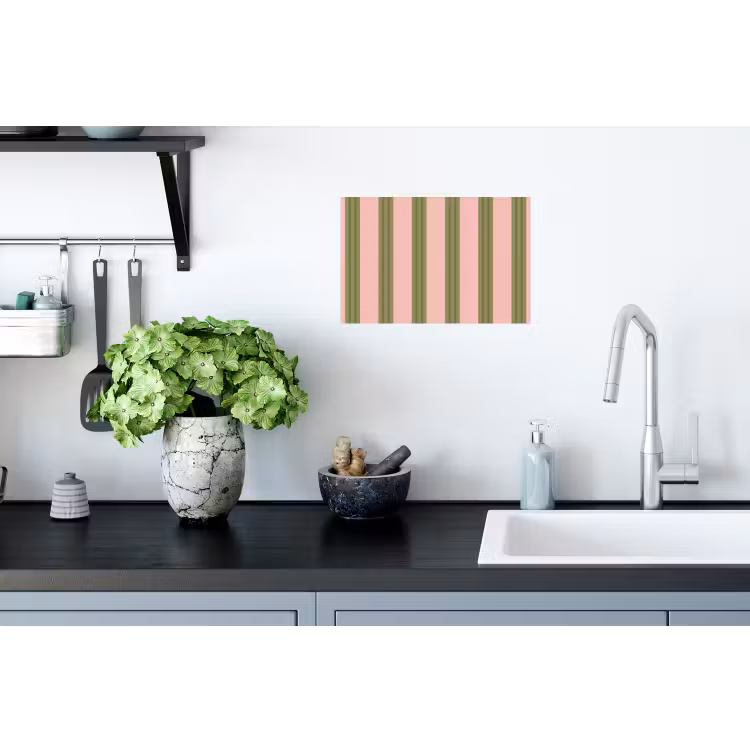 Patroon - Strepen - Abstract - Roze - Groen Muursticker klein -keuken