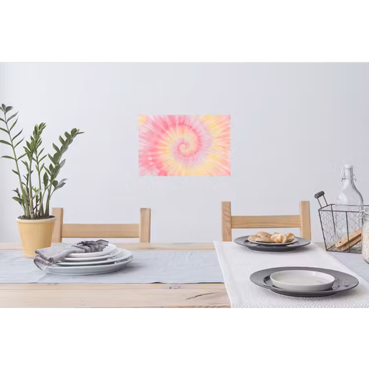 Patroon - Tie Dye - Pasteltinten - Roze Muursticker klein -eettafel