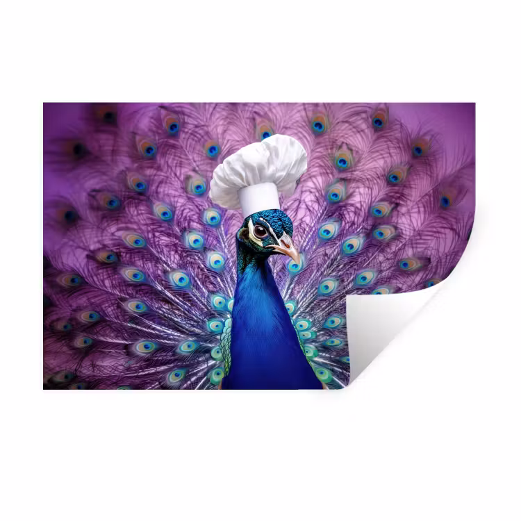 Pauw - Koksmuts - Cool - Paars Muursticker klein -3d