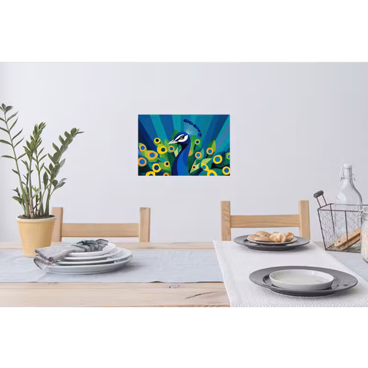 Pauw - Cirkels - Blauw Muursticker klein -eettafel